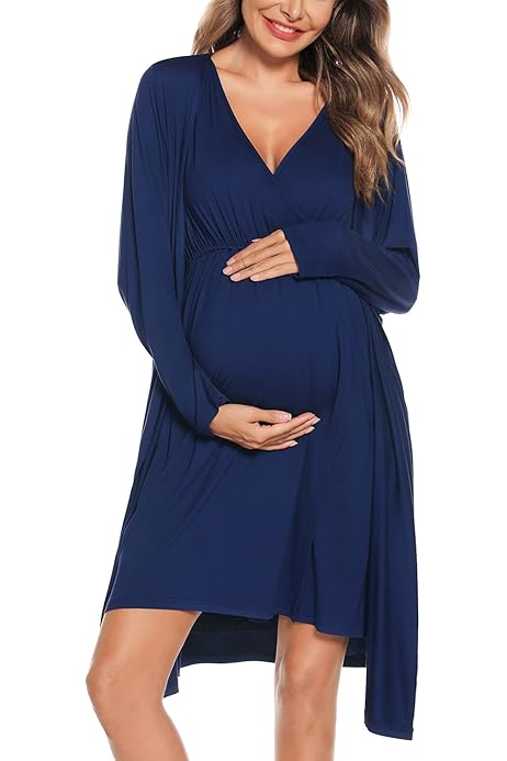 Labor Gown SWOMOG Women's Maternity Robe Set Piece Nursing