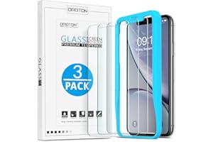 OMOTON [3 sztuki] Folia ochronna kompatybilna z iPhone 11 i iPhone XR, z funkcją ułatwiania pozycjonowania, twardość 9H, odporna na zarysowania, odporna na olej, zapobiega powstawaniu pęcherzyków