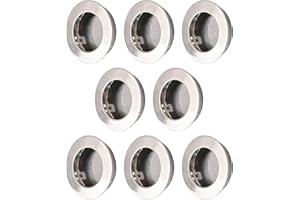 MOROBOR Lot de 8 poignées de porte rondes encastrées en acier inoxydable - Poignées de porte de grange coulissantes encastrées - Poignées de porte invisibles (acier inoxydable)