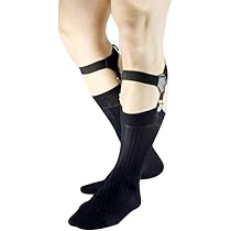 ANDERK 2 Pairs Men's Elastic Sock Suspenders Garters Adjustable Hold Up Braces With Non Slip Locking Clamps, Black