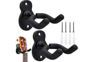 FLZONHUT Support Guitare Mural,2 Pièces Support Mural Ukulele Support Mural Pour Guitare Crochet De Cintre De Guitare Support de Guitare Rembourré Doux pour Tous Types Guitares,Basse,Banjo,Ukulele, Fiddle