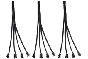 Aypzuke 3 Packs PWN Fan Splitter Lüfterteiler kabel (3PIN +4PIN) 1 bis 4 Converter.