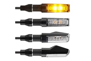 evermotor 12V Indicators, Universal Motorcycle LED, Aluminum Turn Signal Lights Double LED, IP67 Waterproof, E13 E-mark, Yellow, 4Pcs