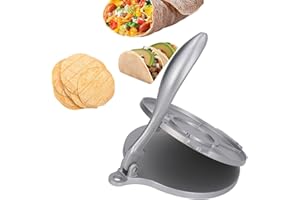 MOKERNALI Tortilla Presse, Tortillapresse, 20×24cm, Tortilla Maker, Taco Presse Aluminiumlegierung, Antihaftbeschichtung, Tortillapresse für Tacos, mit gebogenem Griff, für Teig aus Mehl, Platte