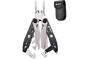 Pince Multifonctions, BIBURY 18 en 1 Pince Multifonction de Poche, Outil Multifonctions Couteau Suisse Militaire en Acier inoxydable avec Pince, Décapsuleur, Tournevis pour Survie, Camping, Réparation