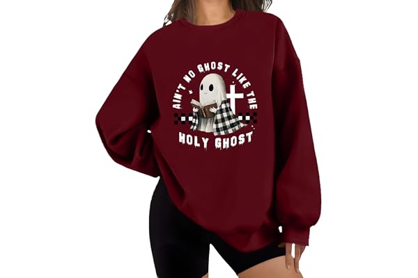 'Ain't No Ghost Like The Holy Ghost Sweatshirt, Aint No Ghost Like The Holy Ghost Shirt, kristen halloween-tröja, Rödvin, S