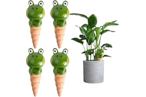 Lotvic Plant Watering Globes, 4 Pcs Plant Watering Bulbs, Cute Frog Self Watering Globes, Automatic Plant Waterer, Plant Watering Devices, Self Watering System for Indoor Outdoor Plants (Cute Frog)