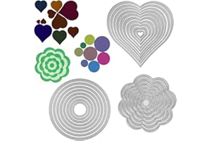 MEJOSER Dies de Découpe Scrapbooking Matrice Cutting Dies Noël Pochoir Carbone pour Papier Carte Anniversaire Fête Mariage Cadeau Bricolage Décoration (3 sets-rond & coeur & fleur)