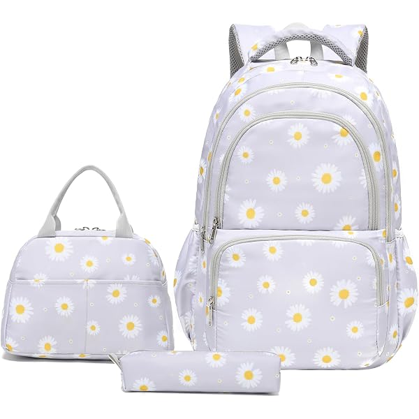 Sunborls Backpack For Girls & Teens - Large Capacity School Bag With USB Port, Includes Lunch Bag & Pencil Case