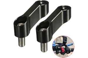 Dyda6 - Coppia di estensori e adattatori per specchietto retrovisore per manubrio della moto o della bicicletta, 10 mm, in alluminio CNC, Nero , Taglia libera