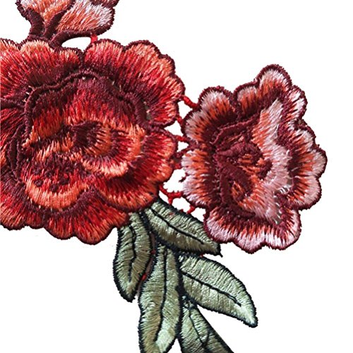 SevenMye 2 Stickerei Pfingstrose Blume nähen auf Patch-Abzeichen gestickte Blumenkragen-Fehlschlag-Kleid-Beutel Applique - 3