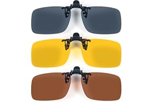 MMOWW 3 Pares de Gafas de Sol de Clip en Flip Up Lente Polarizadas Hombres Mujeres, Flip up Gafas de Sol Sin Montura para Al Aire Libre, Conducción, Pescar