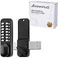 ANNFUZ Mechanical Keyless Door Lock with Handle, Keypad Front Door Lever Set with Bolt, Code Door Locks with Keypad,Gate Lock for Outdoor Fences, Not Deadbolt, Auto Lock, No Electronic (Matte. Black)