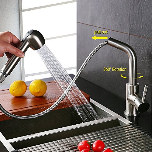 Homelody Wasserhahn mit herausziehbarem /Ausziehbar Brause Küchenarmatur Spültischarmatur Wasserkran Mischbatterie Einhandhebelmischer Armatur für Küche - 3