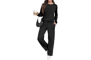 GRECERELLE Tracksuit Womens Full Set Autumn Long Sleeve Lounge Wear Sets for Women Two Piece Outfits Activewear Casual Crew Neck Pullover Tops and Jogging Bottoms with Pockets