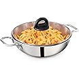 The Indus Valley Triply Stainless Steel Kadai With Glass Lid|Medium 23.4Cm/9.2 Inch,2.7 Liters,1.2Kg|Induction Friendly|Nonstick 3-Layer Body,100% Pure&Toxin-Free,No Chemical Coating