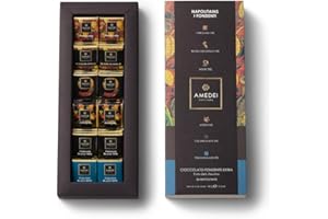 Amedei - Idea regalo - Selezione I Fondenti con 36 napolitains assortiti - Porcelana, Blanco de Criollo, Nove, Acero 95, Toscano Black 70, Toscano Black 90, Cioccolato fondente da 95%, 90%, 75%, 70%