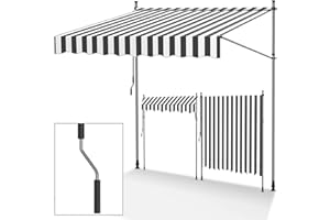 Jopassy Markiza zaciskowa, balkonowa, szerokość 350 cm, bez wiercenia, balkonowa, z regulacją wysokości, odporna na działanie promieni UV i wodoszczelna, na taras, balkon, biało-szara