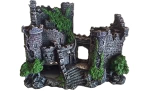 DEDC 1 pz Acquario Decorazione di Castello Medievale in Resina Acquario Realistico Accessori Riparo di Castello per Pesci Rettile Betta in Acquario (Stile A)