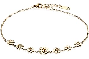 Cupimatch Donna Braccialetto Cavigliera Margherita Acciaio Inossidabile Regolabile Argento Oro Rosa