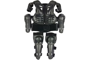 DORCCSI Gilet de Protection pour pour Enfants de 5 à 13 Ans, Gilet Protection pour Motocross avec genouillères et coudières, Ensemble d'équipement pour, Armure sécurité c