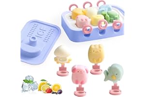 JINYJIA 6 Pièces Moules à Glace,Moule Glace en Silicone,Glace a l'eau Réutilisables,Moule à Glace pour Bricolage,Moules à Glace avec Bâtonnets pour Enfants et Adultes (Bleu)