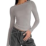 Yk2 Clothing Donne Skims Dups Girocollo Eng Y2K Top Crop Top Basic 3/4 Maniche Slim Fit Maglia a maniche lunghe Skims Top Par