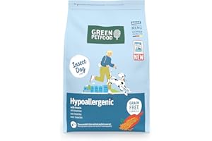 Green Petfood InsectDog hipoalergiczna karma z owadami (1 x 3 kg), dla dorosłych, sucha karma premium dla dorosłych psów alergicznych, bez zbóż, trwała karma dla psów, niemiecka jakość, 1 opakowanie