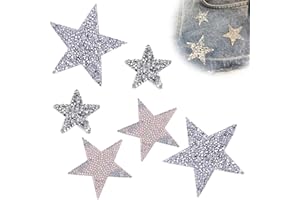 LEDSHLIU 6 uds 3 tamaños, pegatina de cristal de estrella, pegatina de pentagrama planchado-perfecto para parche de pentagrama de decoración del hogar