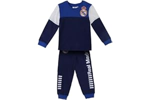 CERDÁ LIFE'S LITTLE MOMENTS Pijama Largo Single Jersey Real Madrid para Niños – Conjunto Oficial de Dormir Infantil, Pijama de Manga Larga y Pantalón, Diseño Exclusivo con Escudo y Colores del Club