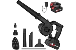 UEZETH Souffleur Batterie 21V, 600w / 3.3m³/Min / 23,000r/Min, Souffleur à Feuilles Souffleurs De Feuilles sans Fil avec Batterie Et Chargeur, Portable pour Neige, Jardins, Cour, Feuille (Noir-2 Batterie)