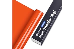 BLUSIMINE HTV Vinyl,Heat Transfer Vinyl 12" x 6ft Orange HTV iron on Vinyl Roll for DIY Clothing,Logo,Hat,Fabric, Easy to Cut & Weed for Heat Vinyl Design