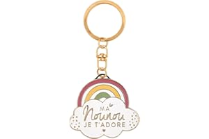 Manahia Porte clés Cadeau Nounou - Ma Nounou Adorée - Bijoux Nounou - Merci Nounou - Cadeau Noël, Anniversaire Nounou, Cadeau de fin d'année, Porte-clefs Nounou