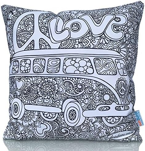 Colouring In Cushion - Kombi and Vespa 45cm x 45cm