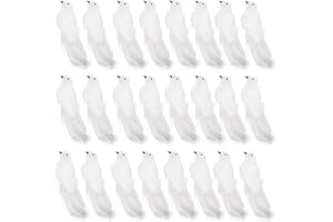 TAKEFUNS 24 Palomas Artificiales con Clip, Plumas de Espuma de simulación, pájaro Blanco, Adorno de árbol de Navidad, decoración de jardín para Patio, Patio, 24 Unidades