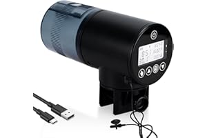 Lychee Aquarium Automatic Fish Feeder - Automatisch getakteter Fischfutterspender für Aquarien (wiederaufladbar) mit LCD-Display für Aquarien und Teiche