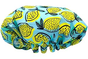 SMUG Cuffia da doccia impermeabile con fodera elastica | Tre stampe disponibili | cucina, salone termale | per donne UK Capelli lunghi e corti | Limone