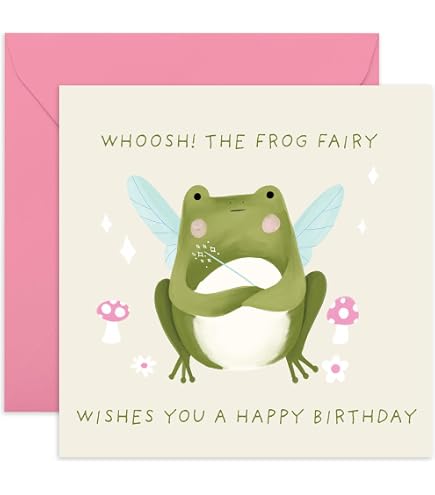 Divertente biglietto di compleanno con rospo – Happy Birthday – Toad holding a cake – Biglietto di auguri di compleanno per amici, familiari, uomini, donne