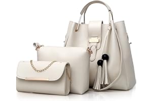 FiveloveTwo 3Pcs Bag Set PU cuir Sac portés main + Fourre-Tout + Sac à Bandoulière,Femmes Mode Handbag Set Pochettes Clutches Sacs portés épaule ensemble de sac