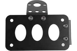 KUULEYN Support de licence de moto, support de support de plaque de montage d'immatriculation de moto en alliage d'aluminium Cadre en alliage d'aluminium de feu arrière monté sur le côté(Noir)