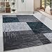 Produktbild Moderner Kurzflor Guenstige Teppich Vintage Karo geometrisch Schwarz Grau Weiss Tuerkis meliert 5 Groessen Wohnzimmer, Jugendzimmer, meliert Kinderzimmer,, Größe:160x230 cm