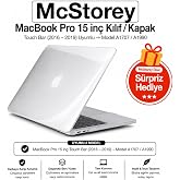 McStorey MacBook Pro 15 Kristal Şeffaf Kılıf A1707 A1990 Uyumlu Parlak Sert TPU Kılıf İnce Hafif Koruyucu Kapak 2016-2019 Şef