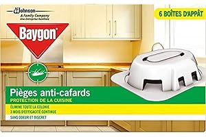 Baygon Pièges Anti-Cafard Boîtes d'Appât Efficacité 3 Mois Pack de 6