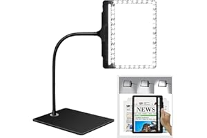 NZQXJXZ 2-in-1 Lupe mit Licht und Ständer, 5X Leselupe mit Licht für Senioren Groß, 42 LED Einstellbare Helligkeit Abnehmbare Große Seite Lupenbrille für das Lesen, Nähen, Handarbeiten