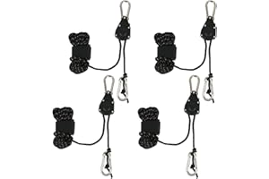 Kyaoayo 4 piezas de carraca resistente con ganchos, cuerdas tensoras para camping, 4 mm, cuerda de rescate para tienda de campaña, cuerda de rescate con tensor, 4 metros de largo, luminosa para tienda