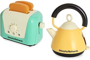 Casdon 65150 Morphy Richards Interactive Toy Toaster & Kettle for Children Aged 3+ | Looks Just Like The Real Thing for Endless Fun, Teal and Yellow,Medium