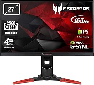 Acer Predator XB271HUbmiprz 27 Inch WQHD Gaming Monitor, (IPS Panel, G-Sync, 165 Hz (OC), 4ms, ZeroFrame, DP, HDMI, USB Hub) Black/Red