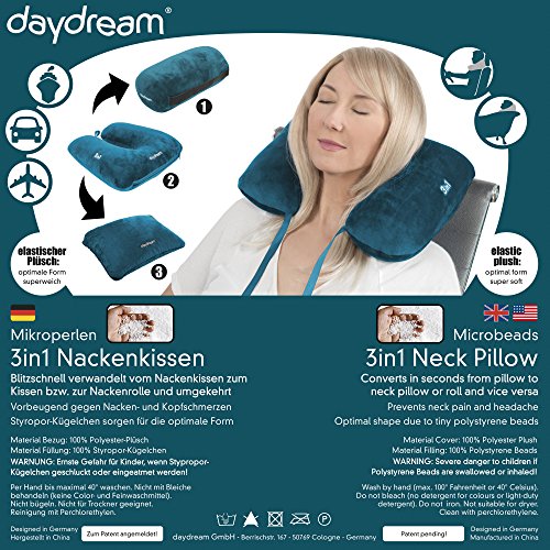 daydream: patentiertes 3-in-1 Nackenkissen mit Mikroperlen, petrol (N-5506) - 5
