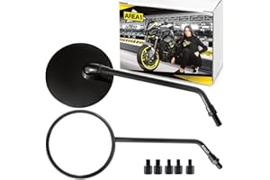 AREA1 Zestaw uniwersalnych lusterek wstecznych do motocykla, skutera, kolor okrągły, czarny, certyfikat E (2 x M10 prawy gwint) (RS)