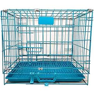 PSK PET MART Dog Cage Double Door Heavy Duty Folding Metal Kennel for Small Dogs and Puppies 24 Inch